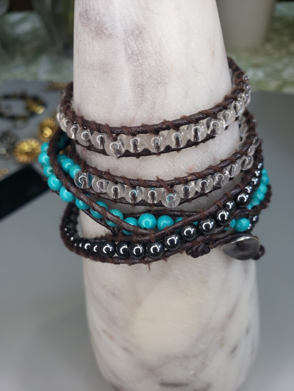 Chan Luu Turquoise & Hematite Multi-Wrap Bracelet